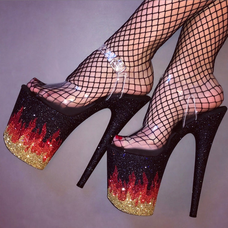 Flame Vegan Glitter Heels