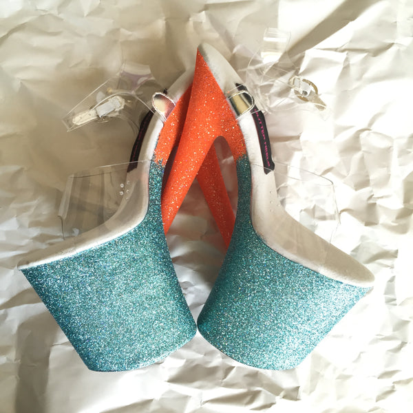 8" Tropical Turquoise -Orange Ombre