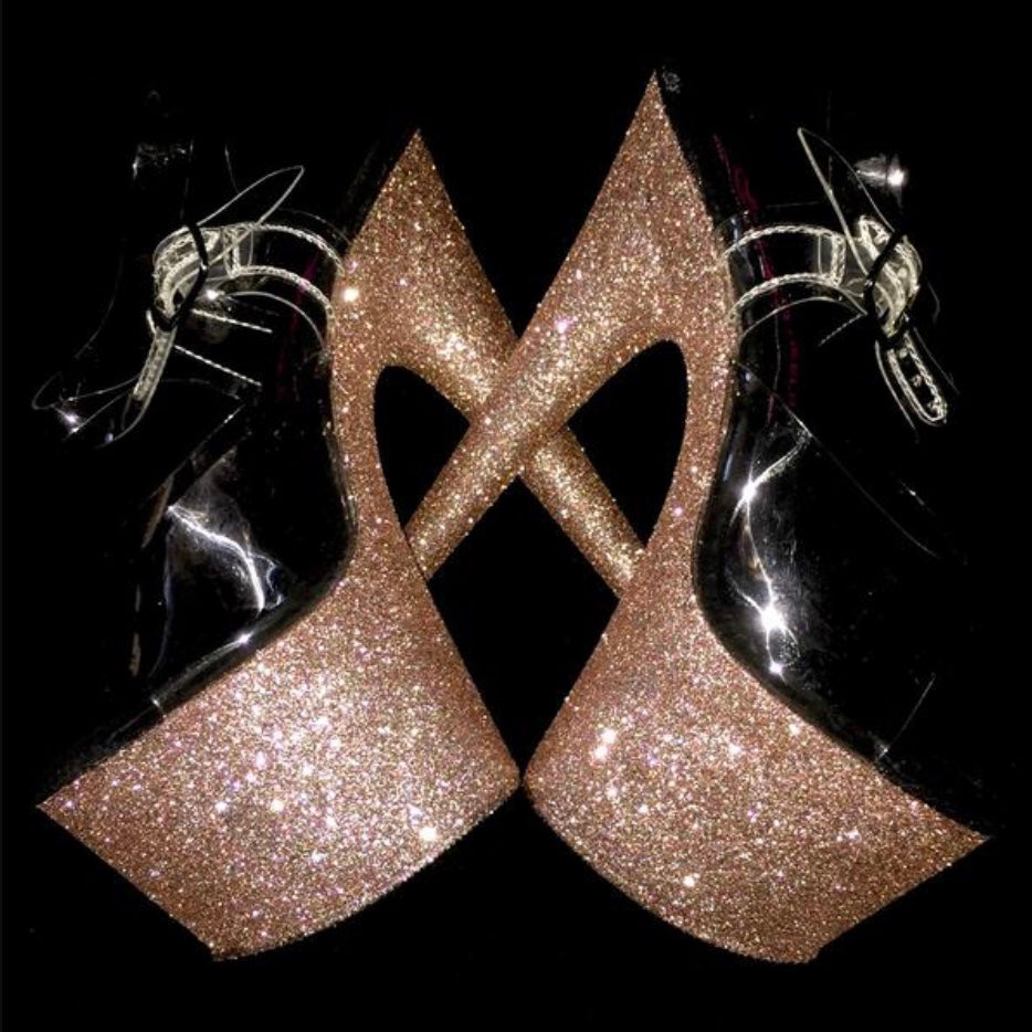 *Extended Size* 7" Rose Gold VEGAN Glitter Heels