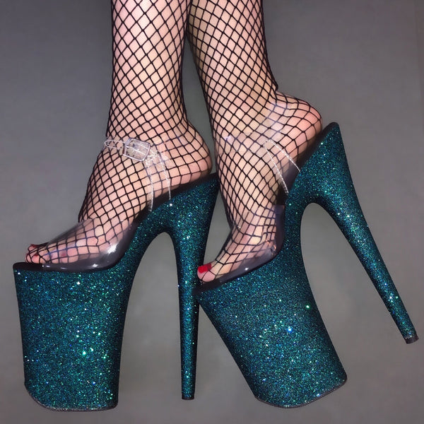 9" Poison Vegan Glitter Heels ~READY TO SHIP~