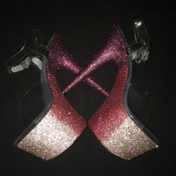 7" Rose Gold- Dusty Rose -Pinot Ombre Glitter Heels