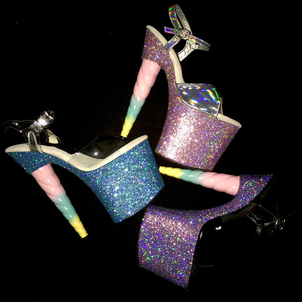 7.5" Unicorn Soul Holographic Strap in Twinkle -Limited Edition Glitter Heels
