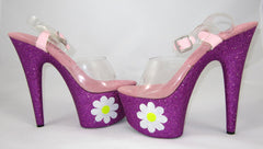 7" White Daisy Fuchsia