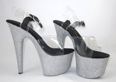 7" Silver Vegan Glitter Heels