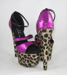 7" Sequin Fuchsia Leopard