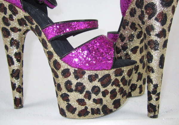 7" Sequin Fuchsia Leopard