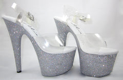 7" Silver Vegan Glitter Heels