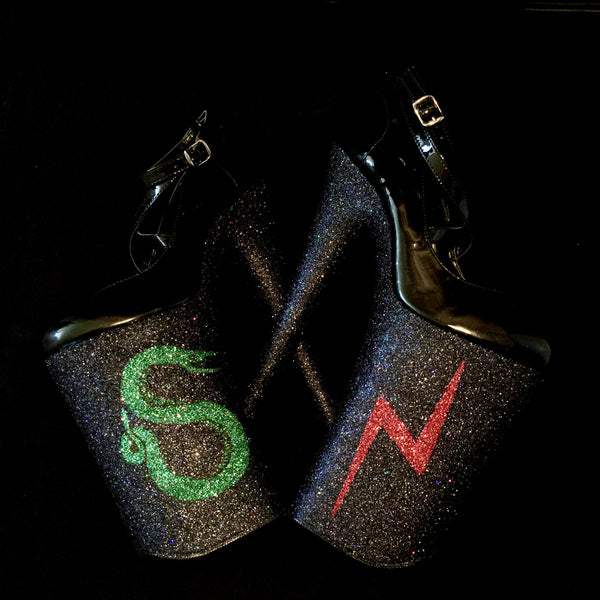 10" Slitheren Harry Potter VEGAN Glitter Heels