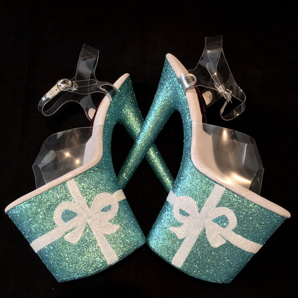 8" Tiffany Box Glitter Heels