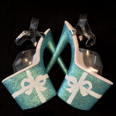 8" Tiffany Box Glitter Heels
