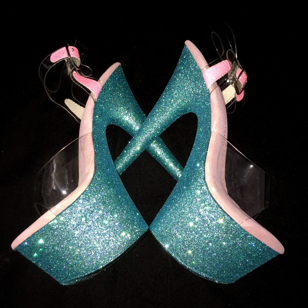 7" Turquoise with Baby Pink