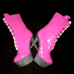 6" Hot Pink Gunmetal Ankle Boot