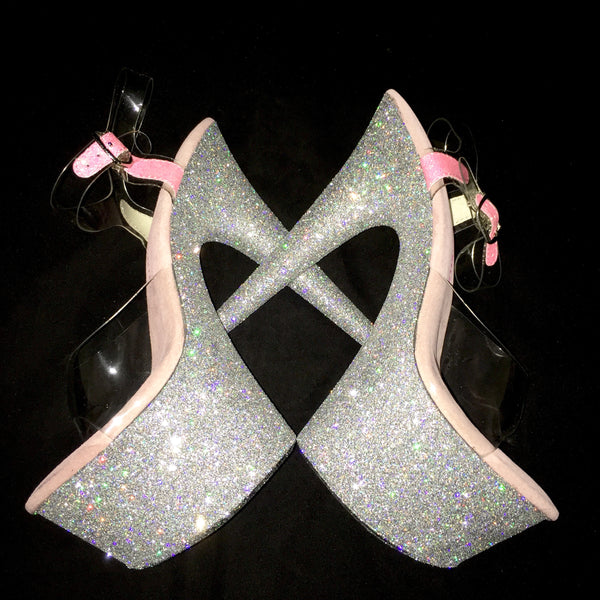 7" Silver with Baby Pink Footbed