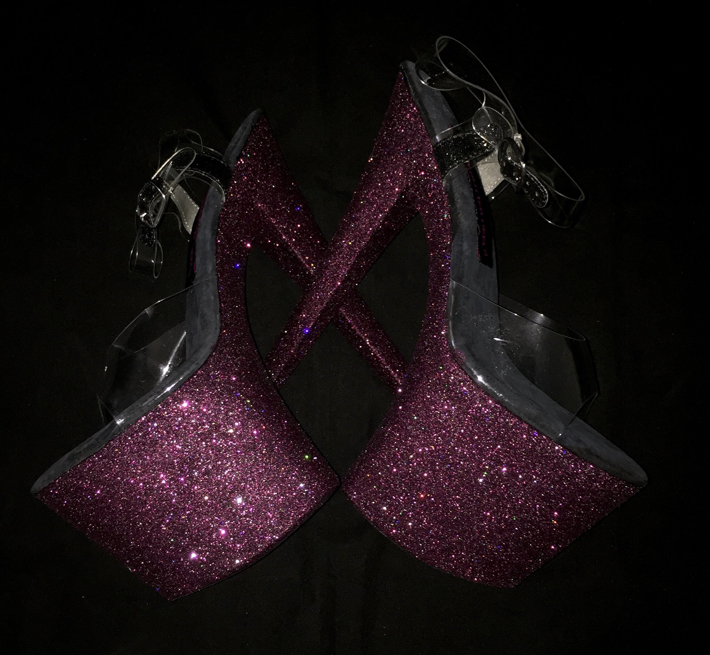 8" Bordeaux VEGAN Glitter Heels
