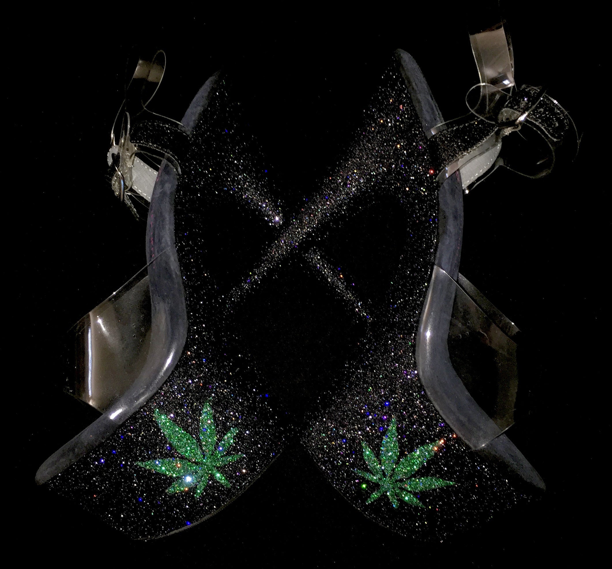 7" 420 Pot Leaf VEGAN Glitter Heels