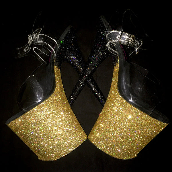 8" Gold-Black Ombre GlitterHeels X Pleaser