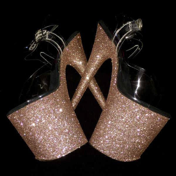 8" Rose Gold VEGAN Glitter Heels