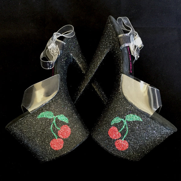 8" Cherries VEGAN Glitter Heels