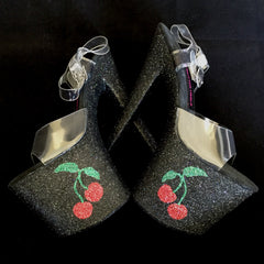 8" Cherries VEGAN Glitter Heels