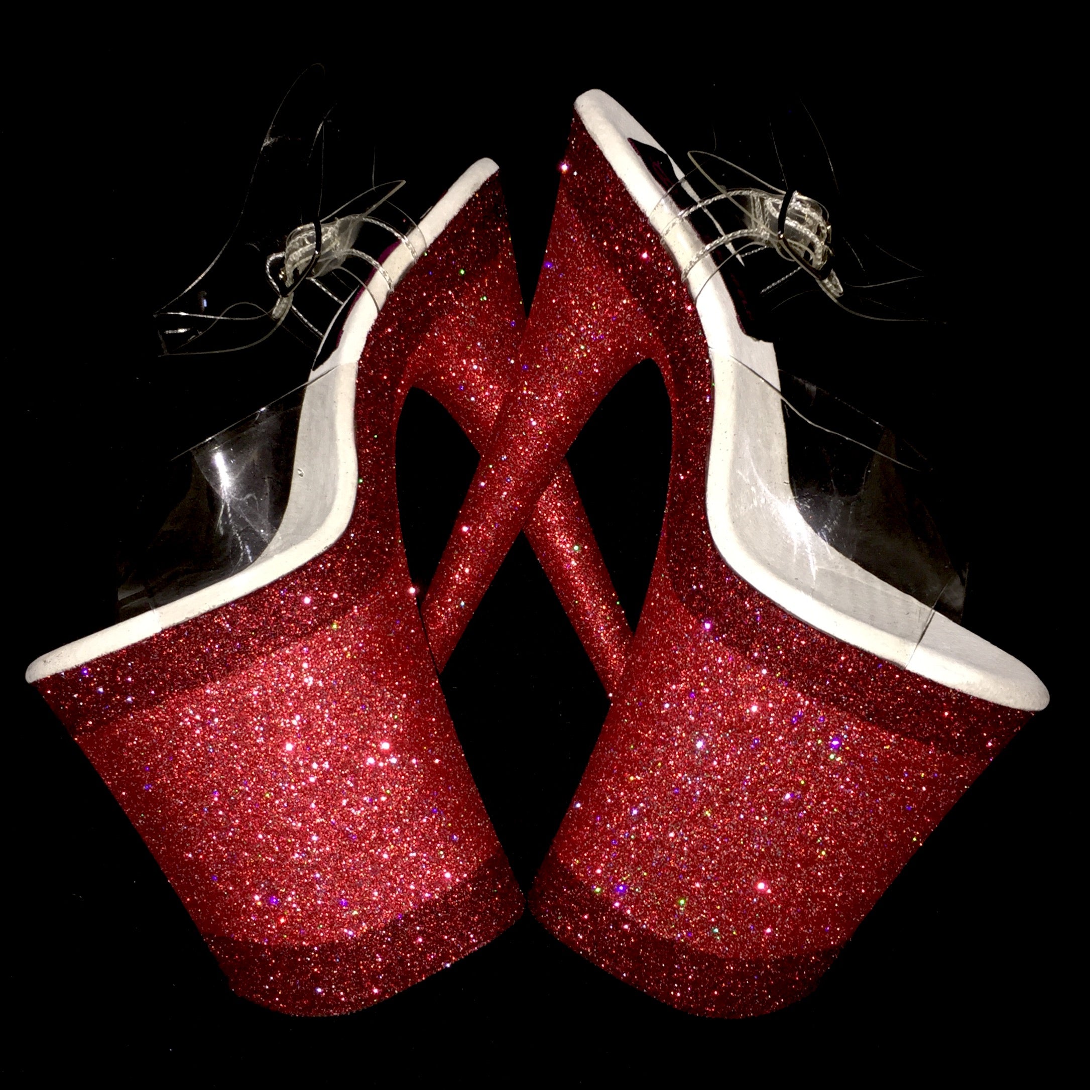 9"Fire Engine-True Red Linearis VEGAN Glitter Heels
