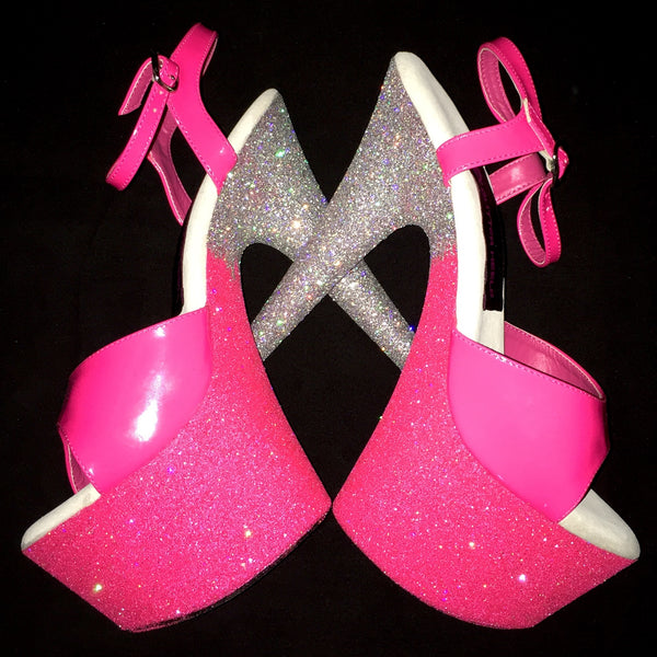 7" Punk Pink/Silver Ombre with Pink Straps