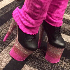 9" Baby Pink -Pink -Neon Pink Ankle Boot VEGAN Glitter Heels