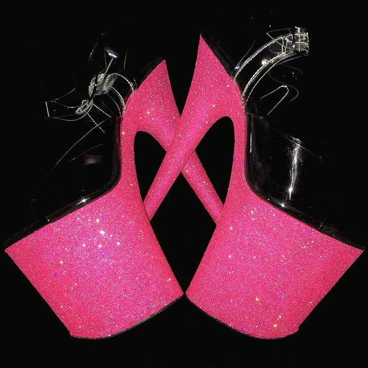 8" Punk Pink GlitterHeels X Pleaser