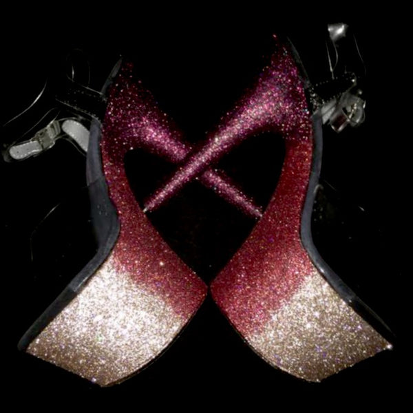 7" Rose Gold- Dusty Rose -Pinot Ombre Glitter Heels