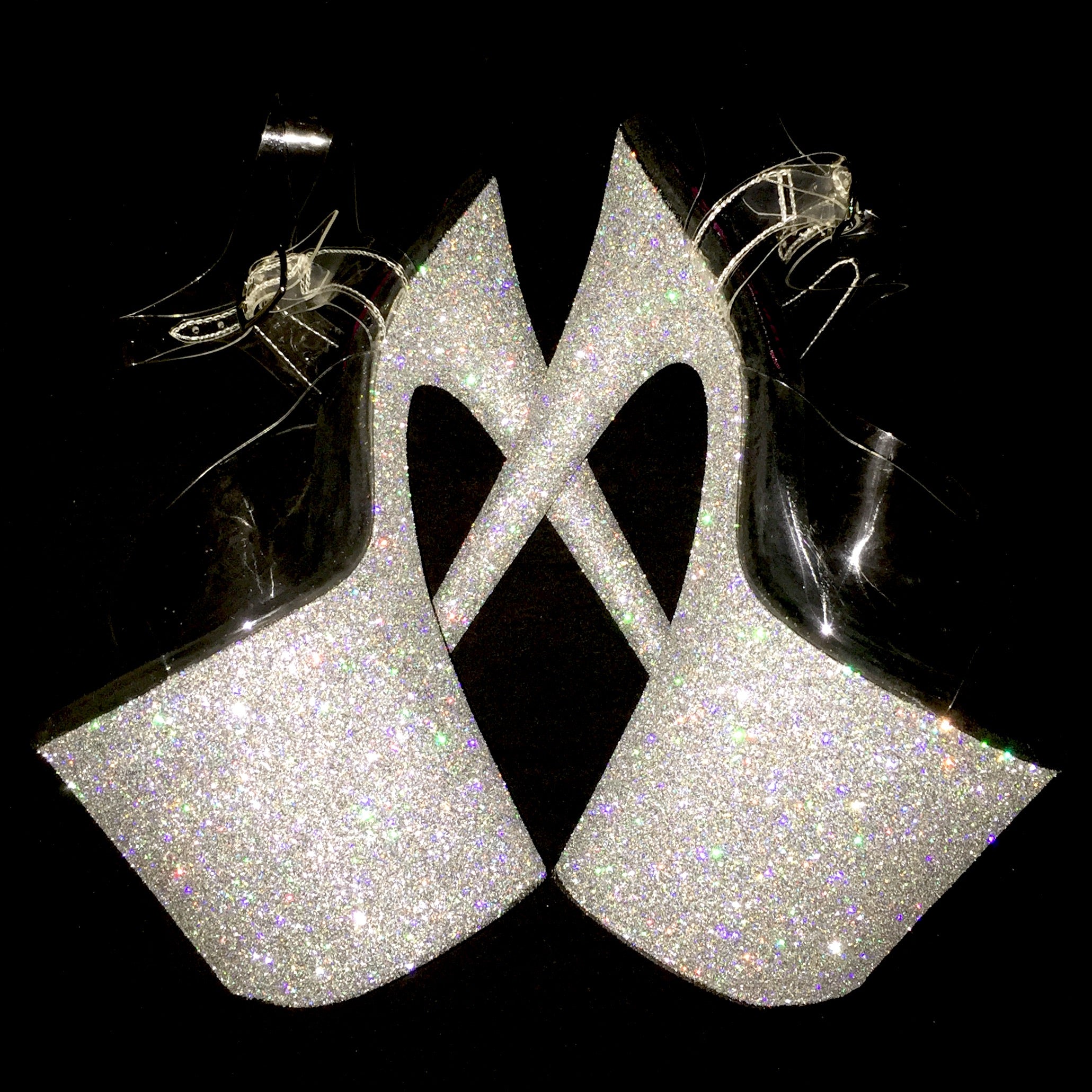 8" Holographic Silver VEGAN Glitter Heels