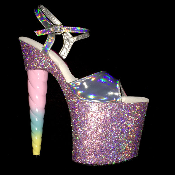 7.5" Unicorn Soul Holographic Strap in Twinkle -Limited Edition Glitter Heels