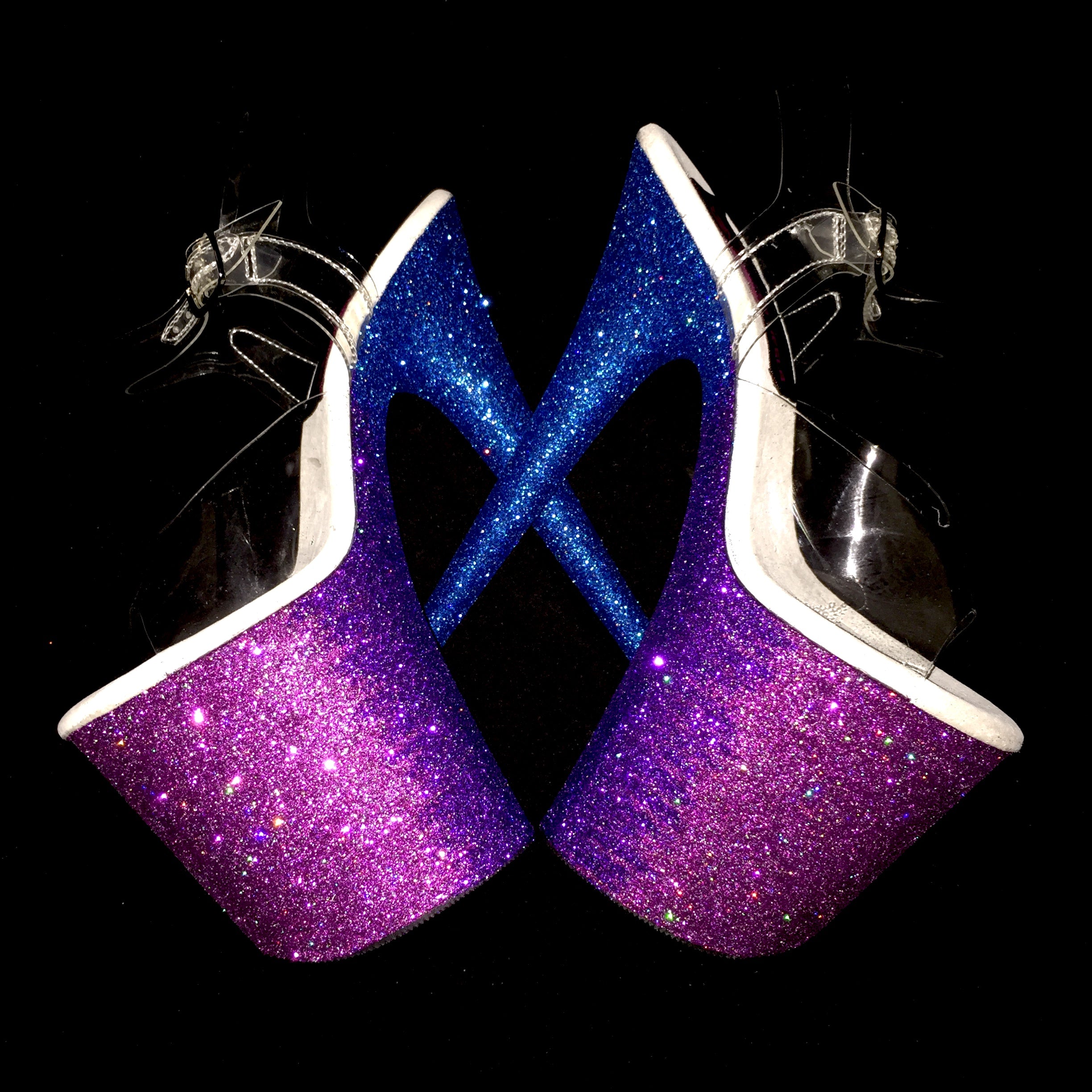 8" Fuchsia -Purple -Royale Ombre GlitterHeelsXPleaser