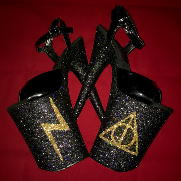 9" Harry Potter Gold VEGAN Glitter Heels